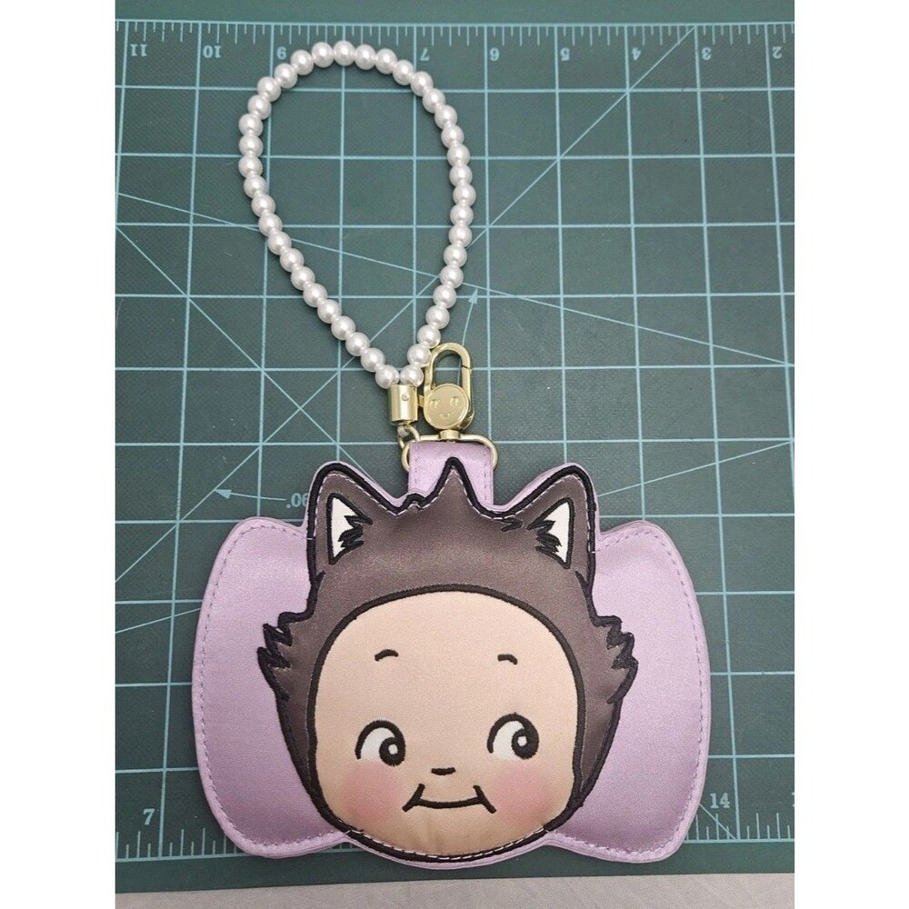 Whatever! Makes You Happy Kewpie Doll Cat Pearl Wristlet Wallet Purple
